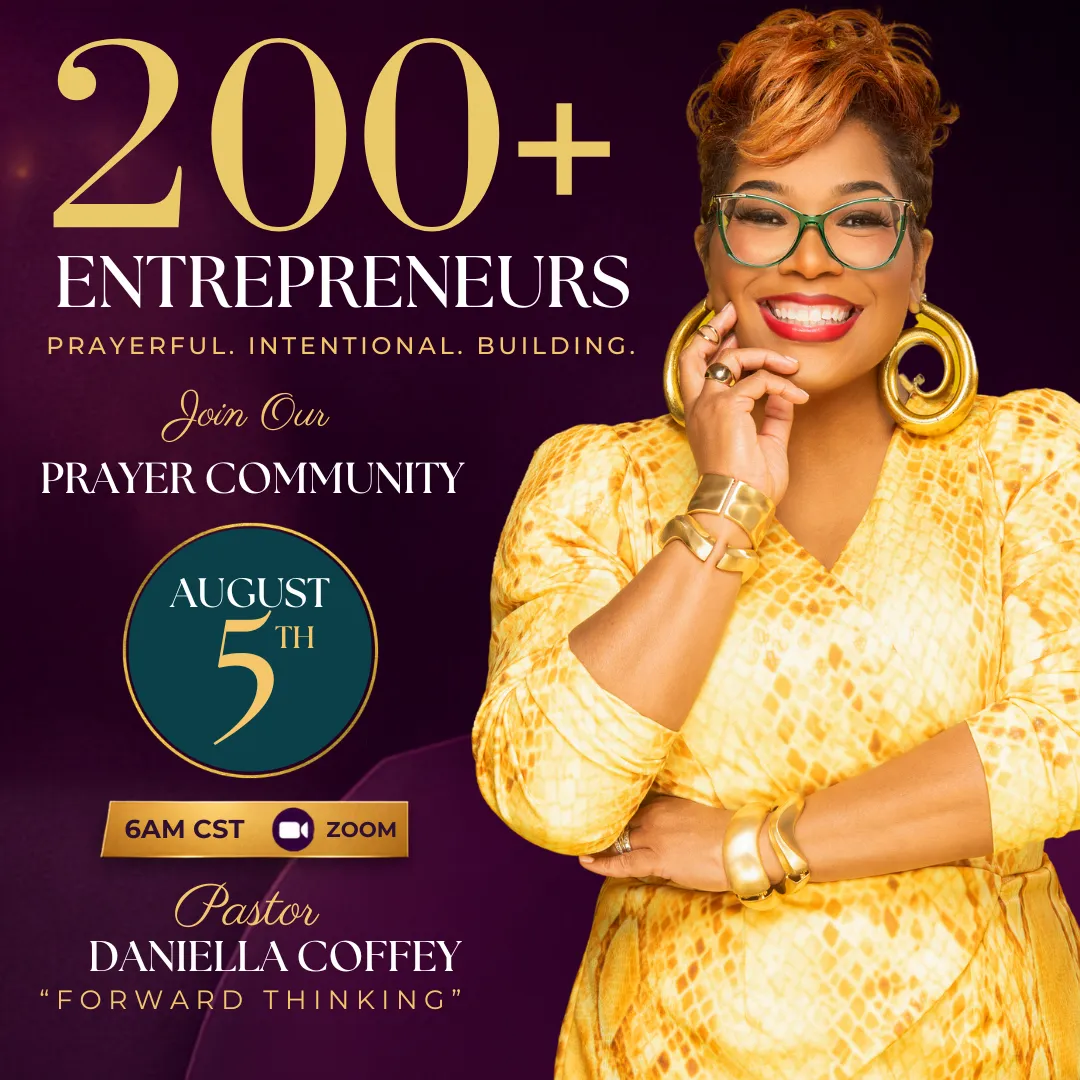 Forward Thinking prayer call flyer, Wednesday August 5 at 7 AM ET live on Zoom